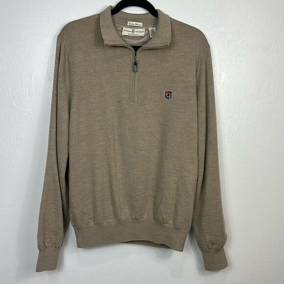 Fairway & Greene Beige Italian Merino Wool 1/4 Zip Sweater Size S - Picture 1 of 10
